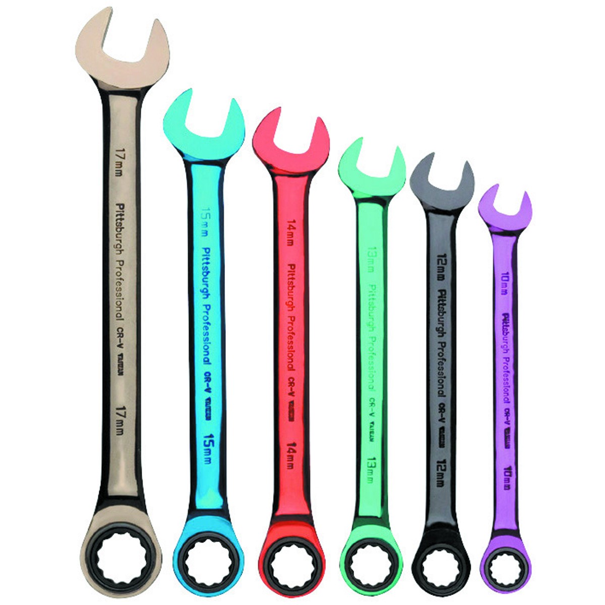 6 Pc Metric Color Combination Ratcheting Wrench Set